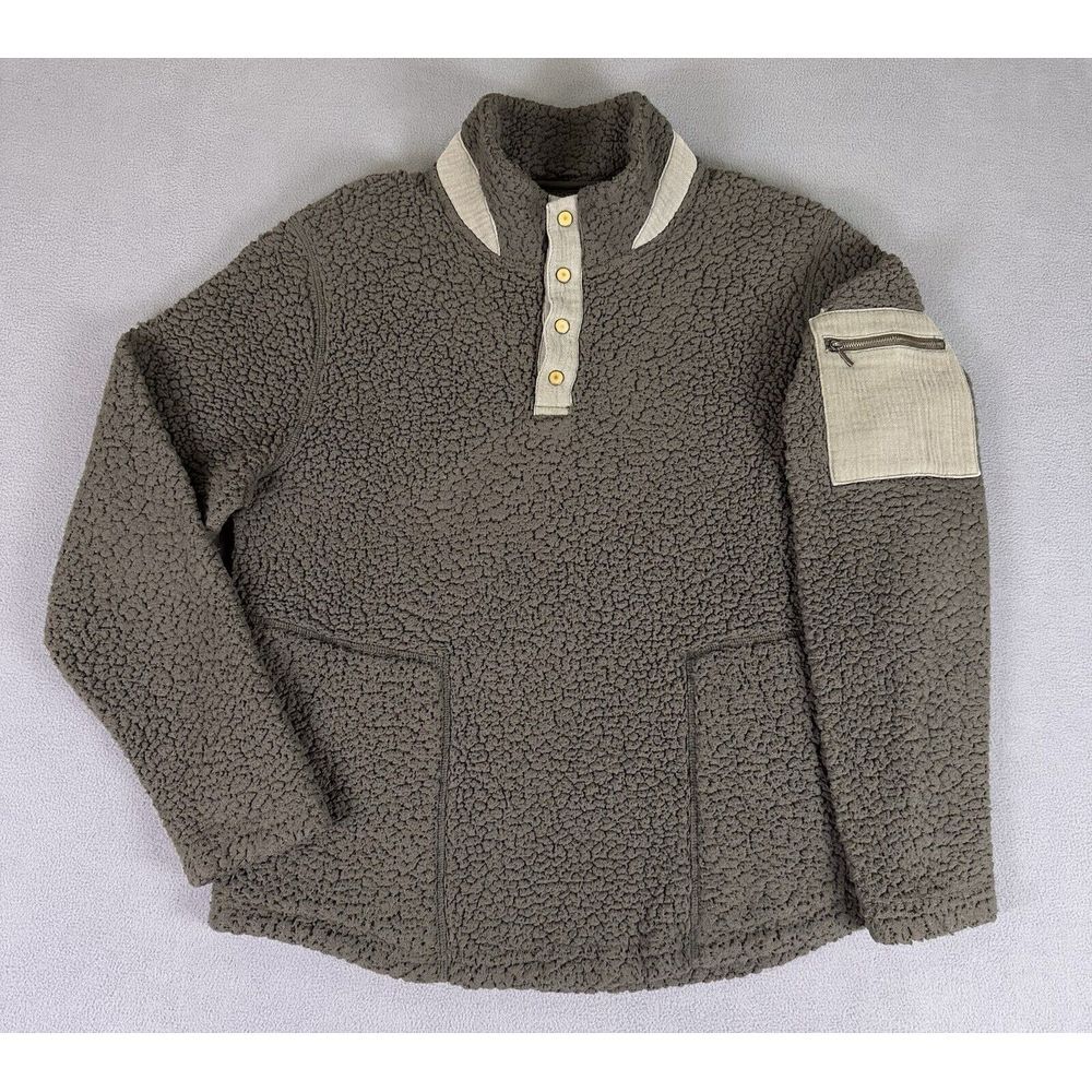 Carbon 2 Cobalt Sweater‎ Mens Medium Brown Green Sherpa Fleece Jacket Snap Top